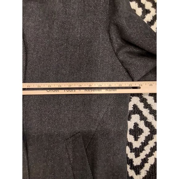 Black Brown 1826 Men's Wool Cashmere Mid Length Herringbone Overcoat Size XL - Picture 3 of 12